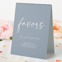 Minimalist Dusty Blue Modern Classic Wedding Favor Table Tent