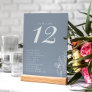 Minimalist Dusty Blue Modern Classic Wedding Names Table Number