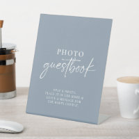 Minimalist Dusty Blue Modern Photo Guestbook