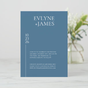 Minimalist Dusty Blue Modern Wedding Photo Invitation
