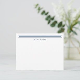Minimalist Dusty Blue Monogram Modern Border Note Card