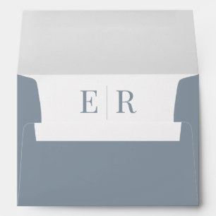 Minimalist Dusty Blue Monogram Wedding Envelope