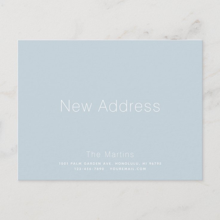 Minimalist Dusty Blue Moving Announcement | Zazzle