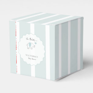 Minimalist Dusty Blue Oh Baby Elephant Baby Shower Favor Boxes