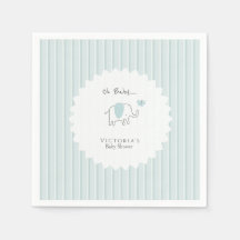 Minimalist Dusty Blue Oh Baby Elephant Baby Shower