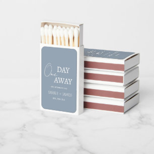 Minimalist Dusty Blue One Day Away Wedding  Matchboxes