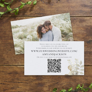 Minimalist Dusty Blue Photo QR Code Website Simple Enclosure Card