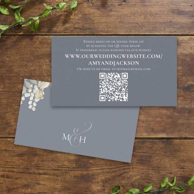 Minimalist Dusty Blue Photo QR Code Website Simple Enclosure Card (Creator Uploaded)