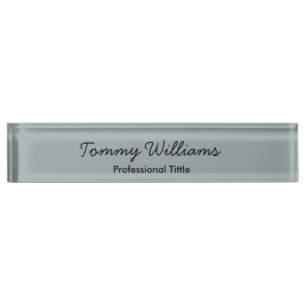 Minimalist Dusty Blue Professional Simple Desk Name Plate