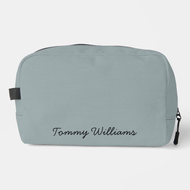 Minimalist Dusty Blue Professional Simple Dopp Kit (Front)