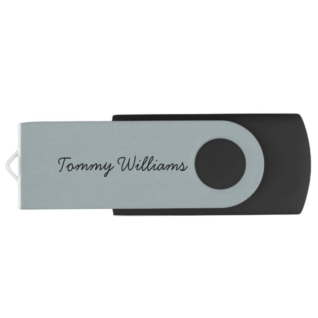Minimalist Dusty Blue Professional Simple Flash Drive (Back)