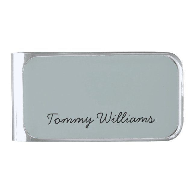 Minimalist Dusty Blue Professional Simple Silver Finish Money Clip (Front)