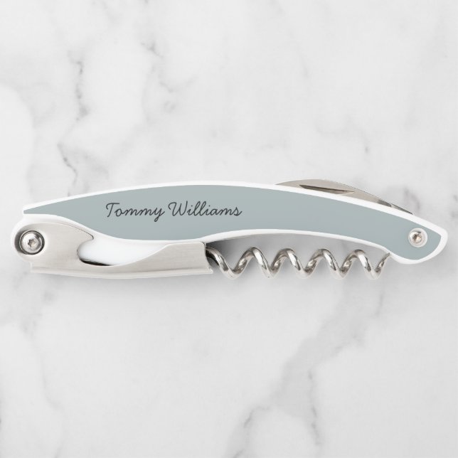 Minimalist Dusty Blue Professional Simple Waiter's Corkscrew (Front)