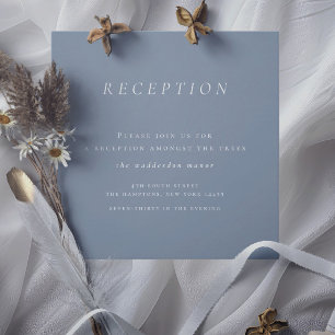 Minimalist Dusty Blue Reception Wedding Enclosure Card