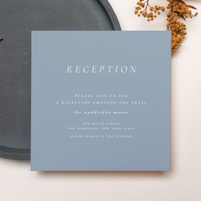 Minimalist Dusty Blue Reception Wedding Enclosure Card (Minimalist Dusty Blue Reception Wedding Enclosure Card)