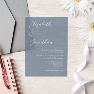 Minimalist Dusty Blue Rehearsal Dinner Vellum Invitations