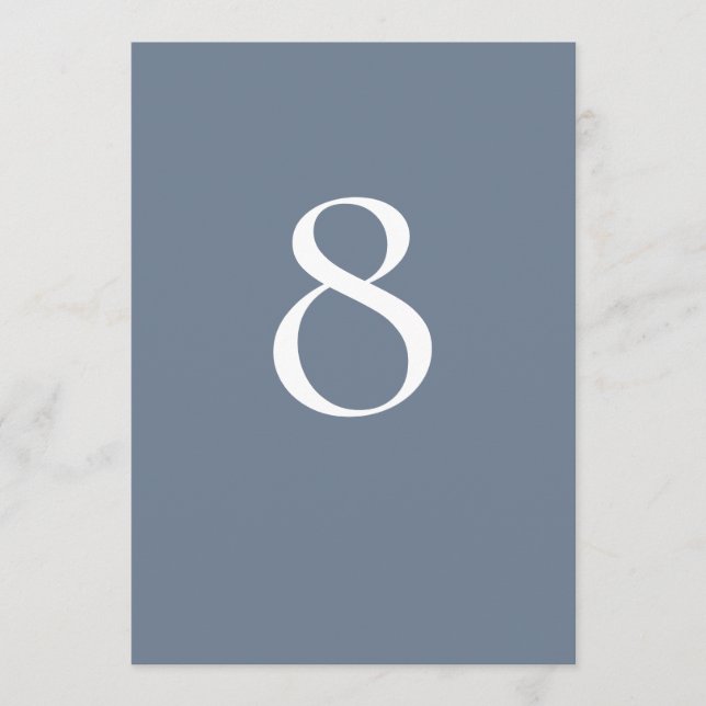 Minimalist Dusty Blue Table Number (Front)