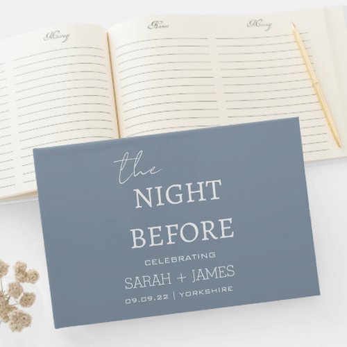 Minimalist Dusty Blue the Night Before Wedding Guest Book