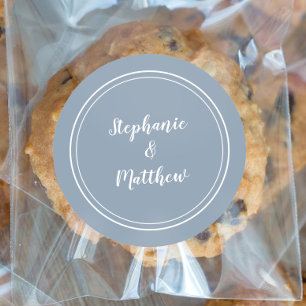 Minimalist Dusty Blue Wedding Bride Groom Favor Classic Round Sticker