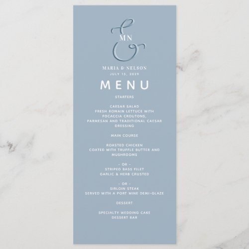 Minimalist Dusty Blue Wedding Menu