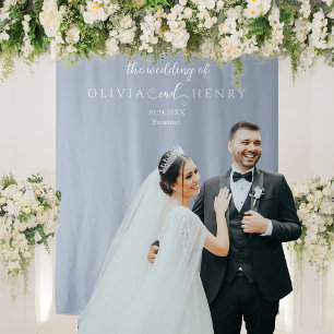 Minimalist Dusty Blue Wedding Photo Backdrop
