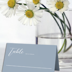 Minimalist Dusty Blue Wedding Place Card