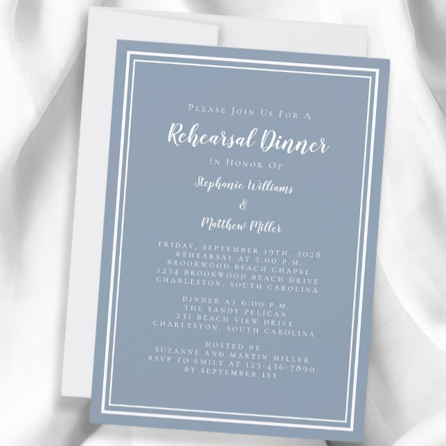 Minimalist Dusty Blue Wedding Rehearsal Dinner Invitation (Minimalist Dusty Blue Wedding Rehearsal Dinner Invitation)