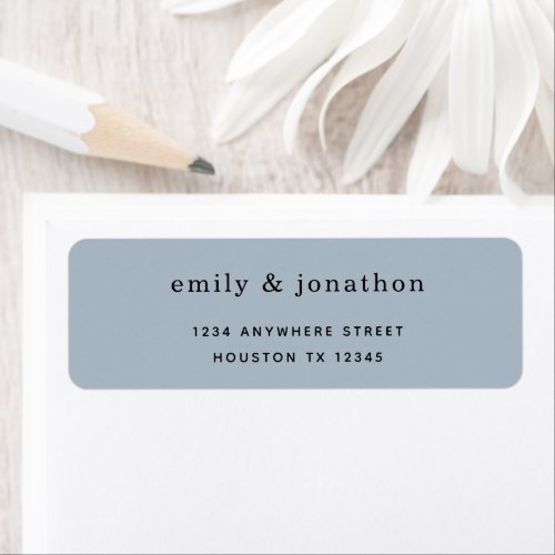 Minimalist Dusty Blue Wedding Return Address Label