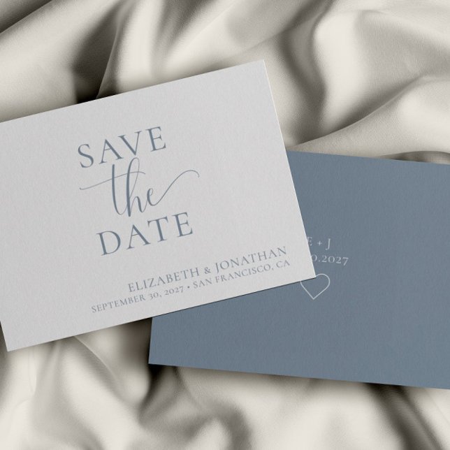 Minimalist Dusty Blue Wedding Save The Date Card (Creator Uploaded)