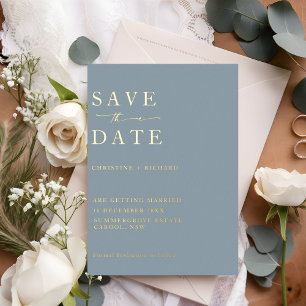 Minimalist Dusty Blue Wedding Save the Date Foil Invitation