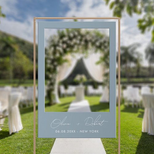 Minimalist Dusty Blue Wedding Selfie Frame Foam Board