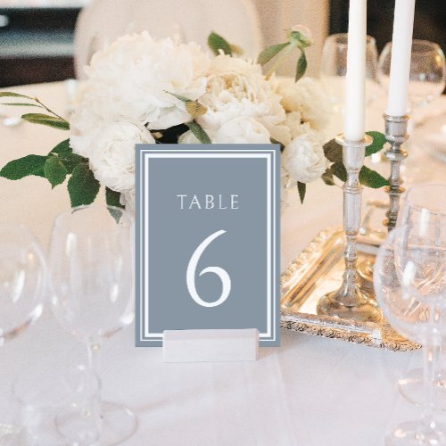 Minimalist dusty blue wedding table numbers