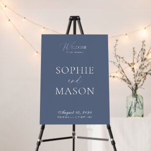 Minimalist Dusty Blue Wedding Welcome Sign