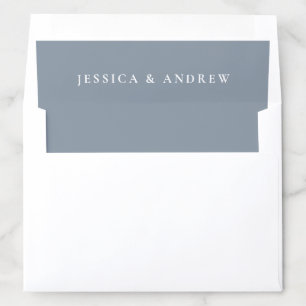 Minimalist dusty blue & White Simple Wedding Envelope Liner