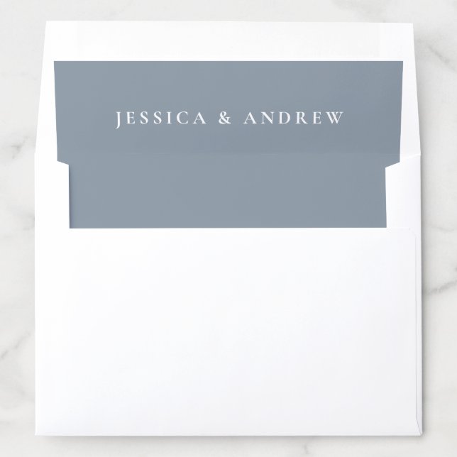 Minimalist dusty blue & White Simple Wedding Envelope Liner (In Envelope)
