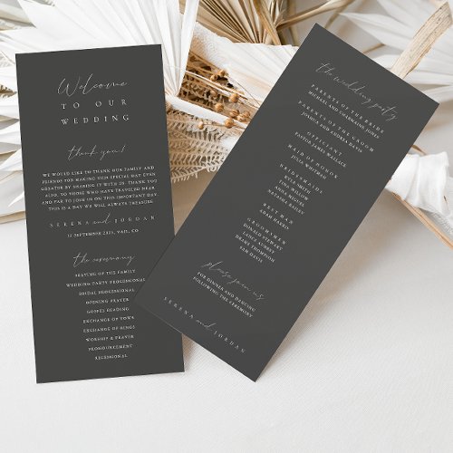 Minimalist Dusty Gray Wedding Ceremony Program