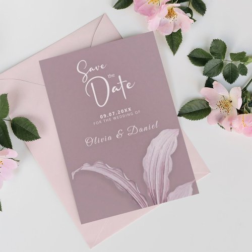 Minimalist Dusty Lavender Floral Save the Date  Invitation