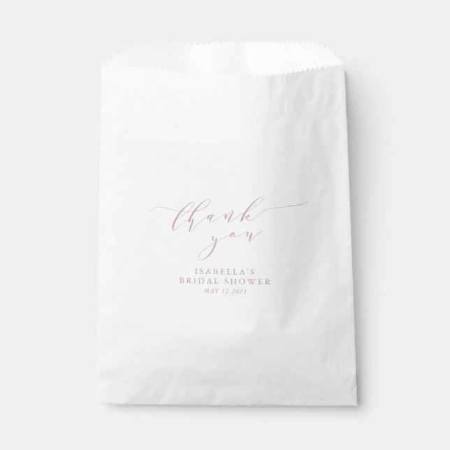 Minimalist Dusty Lilac Bridal Shower Thank You  Favor Bag (Front)