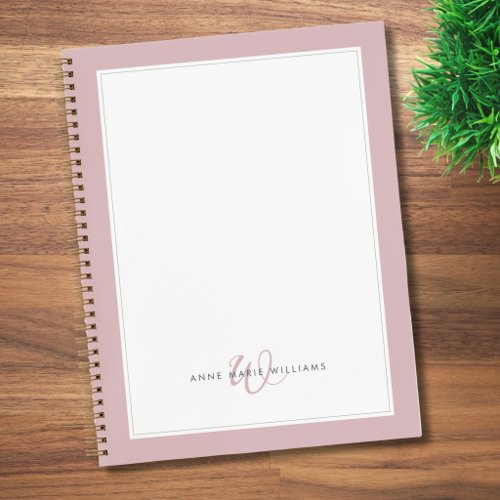 Minimalist Dusty Lilac Two Border Monogram Notebook