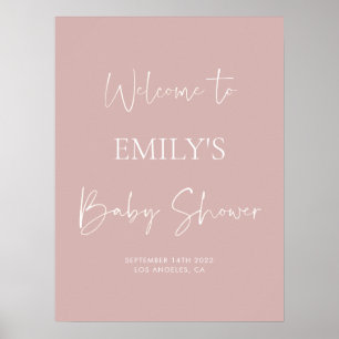 Minimalist Dusty Pink Baby Shower Welcome Sign