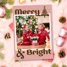 Minimalist Dusty Pink Brown Christmas Tree Photo