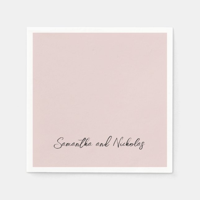 Minimalist Dusty Pink Calligraphy Script Napkins (Front)
