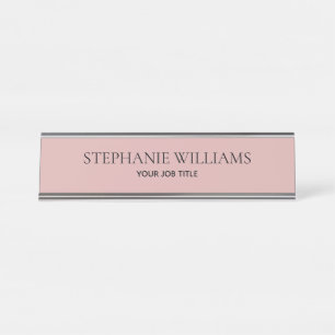 Minimalist Dusty Pink Custom Desk Name Plate