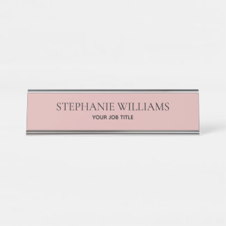 Minimalist Dusty Pink Custom Desk Name Plate