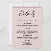 Minimalist Dusty Pink Details Wedding Invitation