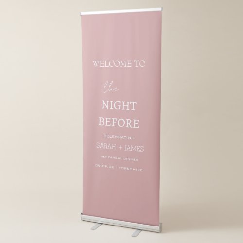 Minimalist Dusty Pink Dinner Welcome Backdrop Retractable Banner