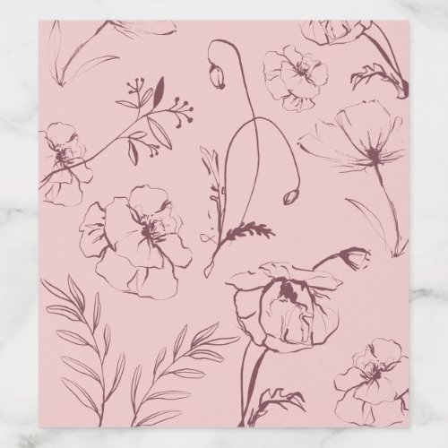 Minimalist Dusty Pink Floral 30th Birthday Envelope Liner