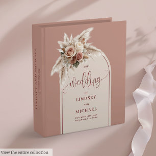 Minimalist Dusty Pink Pampas Floral Wedding Binder