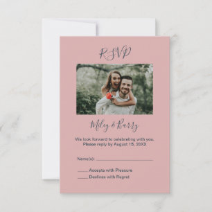 Minimalist Dusty Pink Photo Wedding RSVP Card