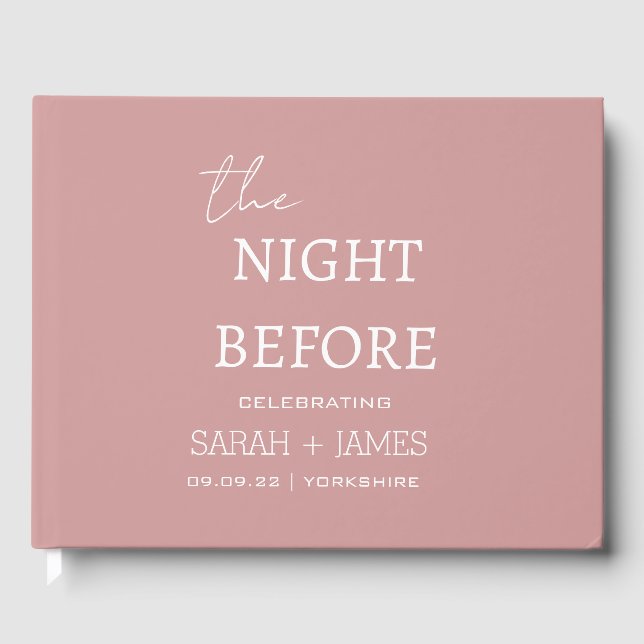 Minimalist Dusty Pink the Night Before Wedding  Guest Book (Front)